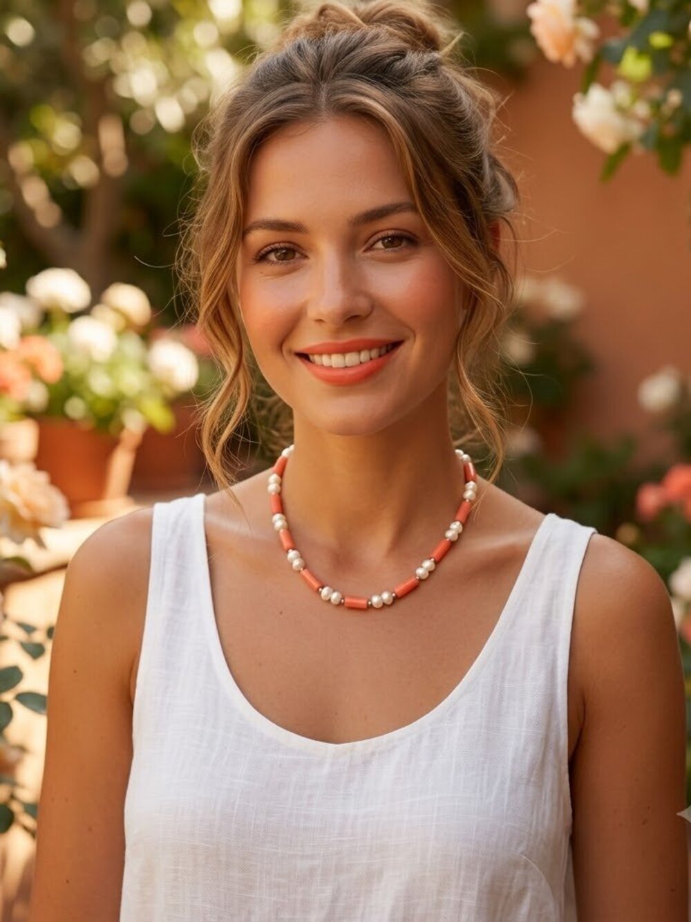 Coral and Freshwater pearl necklace 🆕
